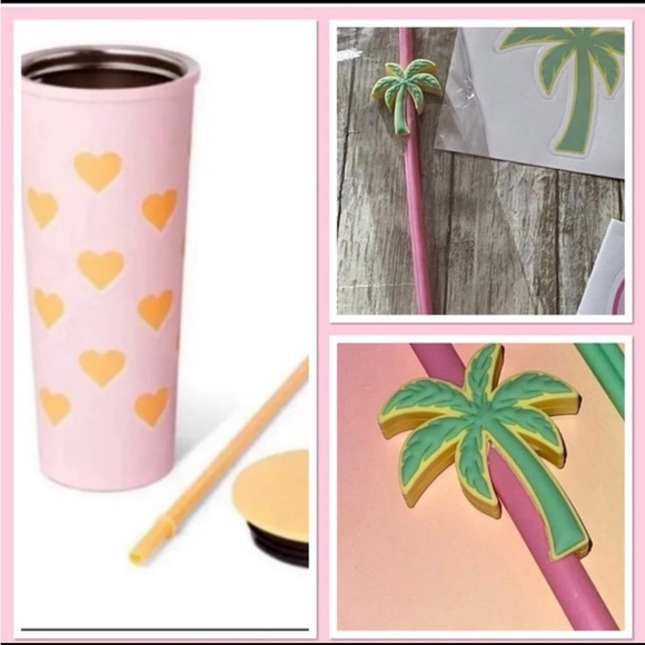 Stoney Clover Lane Tumbler w/Palm Tree Decal & Matching Straw Set - Picture 1 of 7
